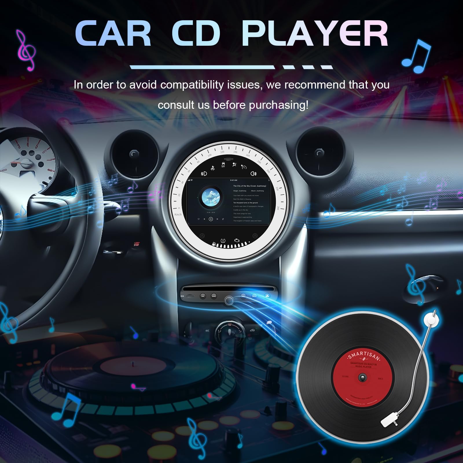 7 pollici Android 14 4 GB RAM + 64 GB Autoradio Stereo GPS Navigazione per BMW Mini Cooper Supporta CarPlay Bluetooth Android Auto WiFi A2DP CD Player 8 core Touch Screen