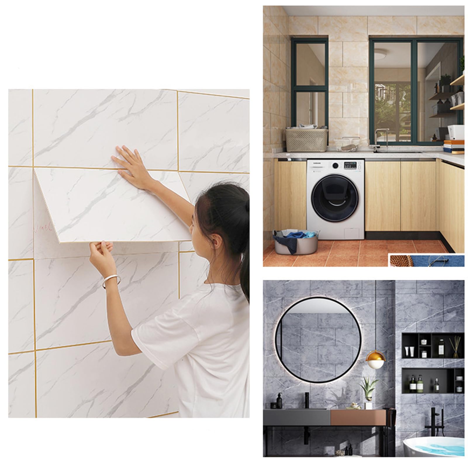 10 Piezas de Paneles de Pared de mármol Gruesos, Impermeables, despegar y Pegar, Resistentes al Calor,TG,30X60cm | azulejos para salpicaduras, 60 cm x 30 cm, adhesivo de espuma de PVC para pared de cocina