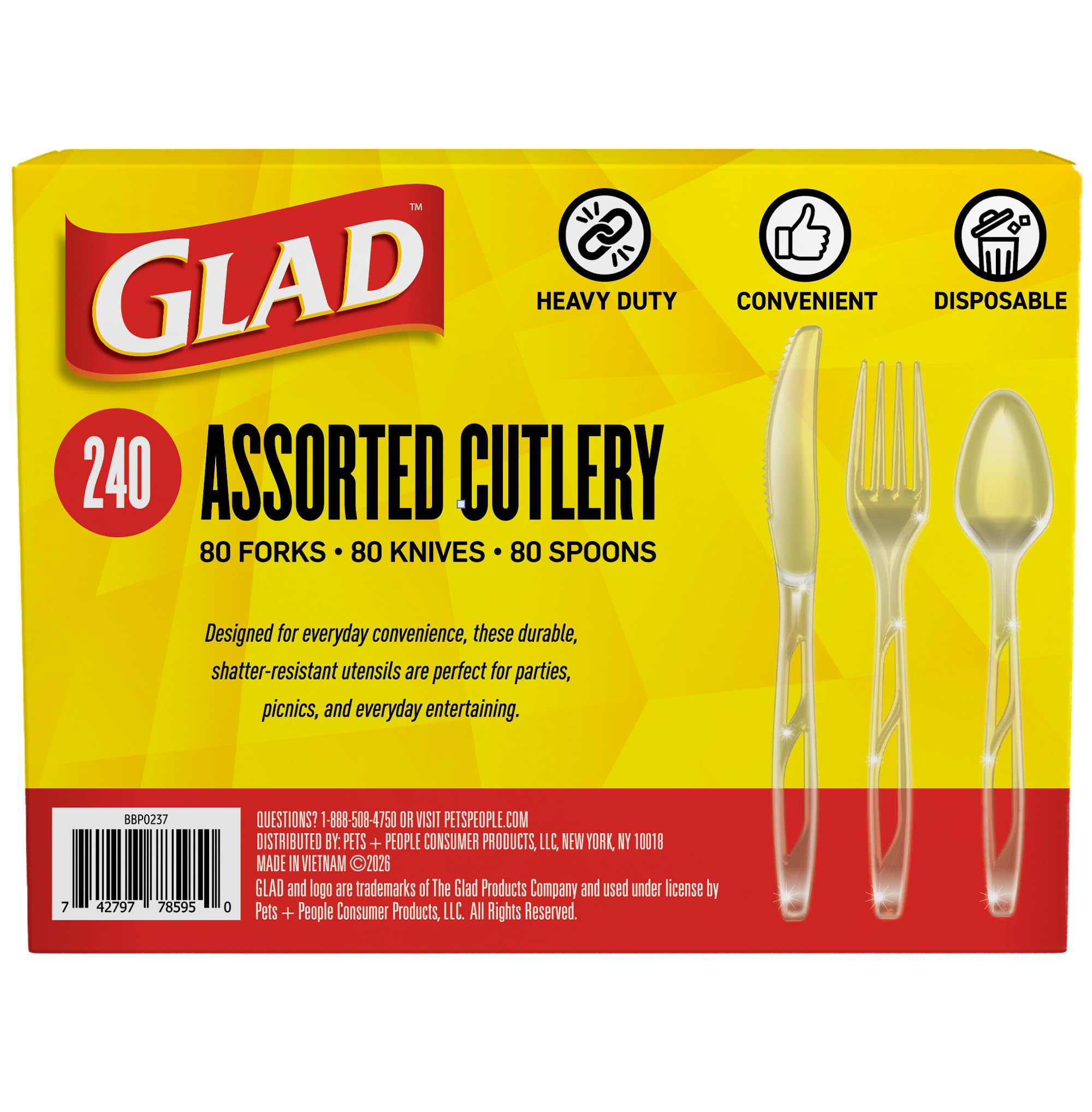 Glad Clear Disposable Cutlery Set, Forks Knives and Spoons, 240 Count — Amazon image 6