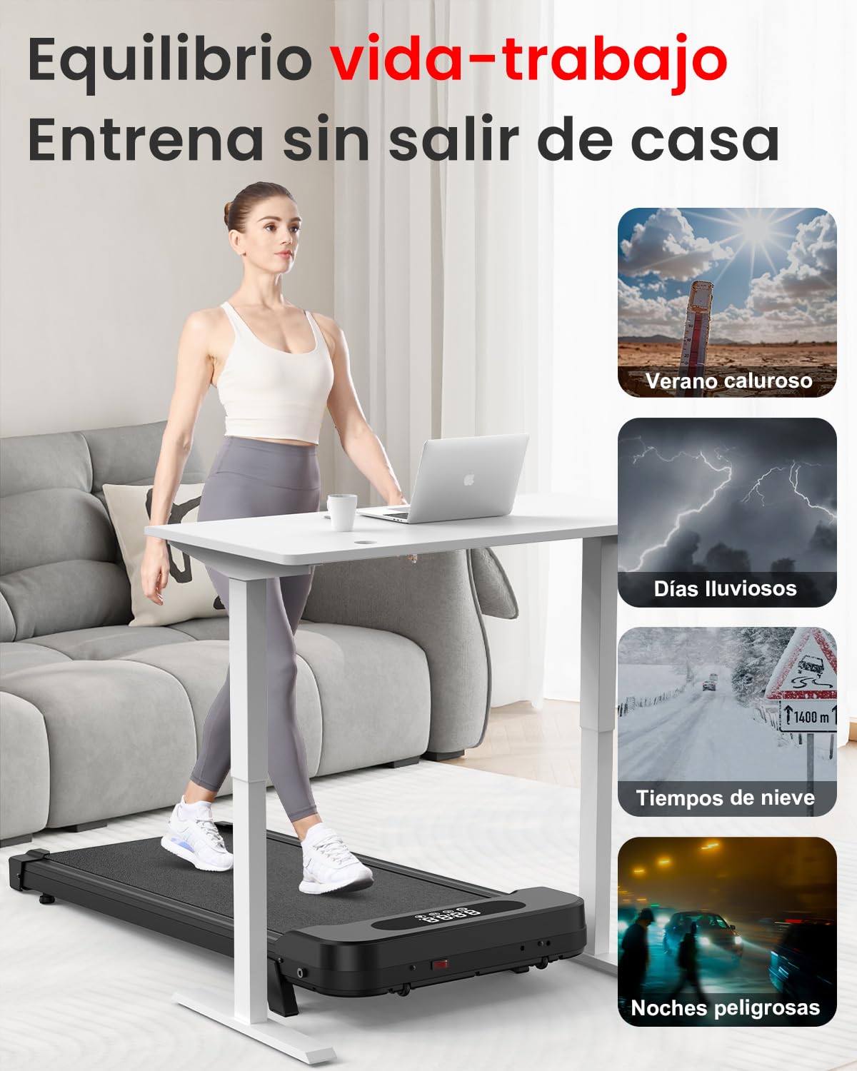 HomeFitnessCode Tapis de Course Électrique Pliant Walking Pad 8 km/h, 2.5HP, Large Surface 40cm, Télécommande et Écran LCD - Cadre Renforcé, Capacité de 265 LB - pour Maison et Bureau (Noire)