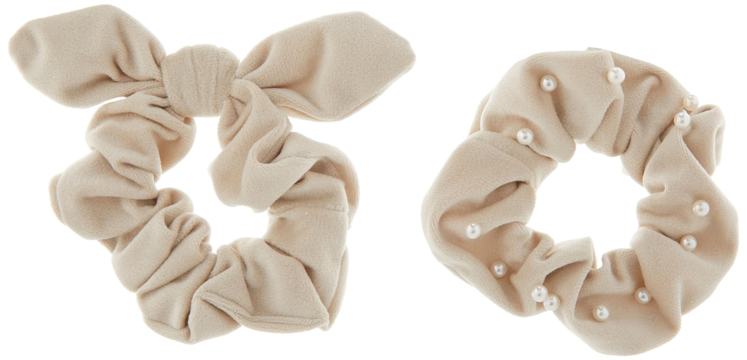 Mud Pie Damen Haargummi Samt mit Perlen Winter-Zubehör-Set, Cream, Einheitsgröße (2er Pack)