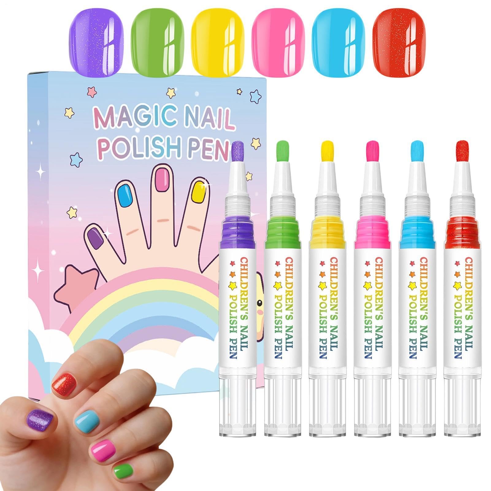 Lápices de esmalte de uñas para niños, 6 colores, de secado rápido, resistente al agua, para uñas de dedos, para manicura, cumpleaños, Navidad, niñas y uñas
