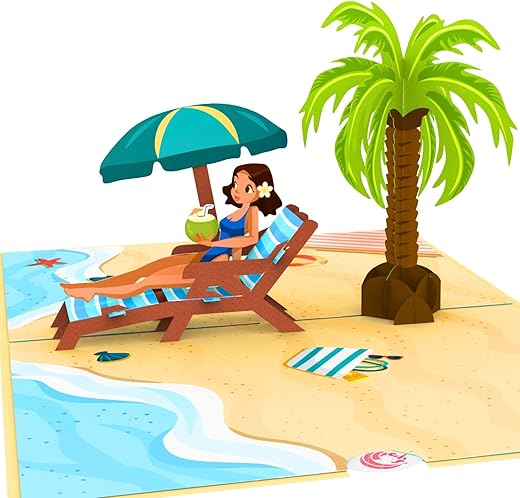 Relaxing Day Pop Up Card, Birthday Card for Women, Girls, Funny Birthday Card, Beach Pop Up Card, Pop Up Birthday Card for Wife