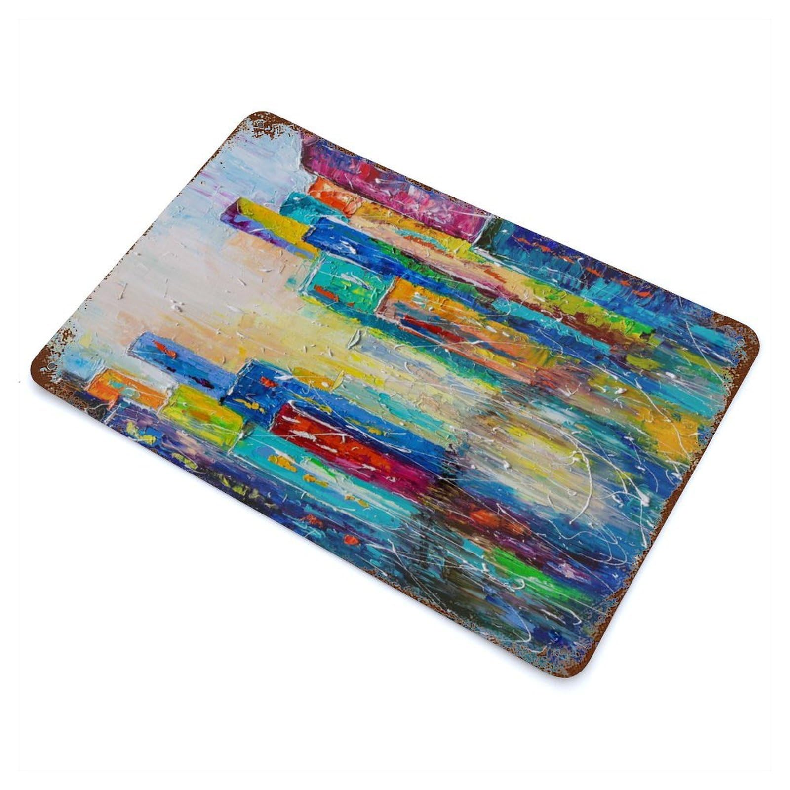 Garage Style RaiNY Rustic Tin Plaque 11.8"x7.9", Classic Wall Plaque for Bar And Workshop