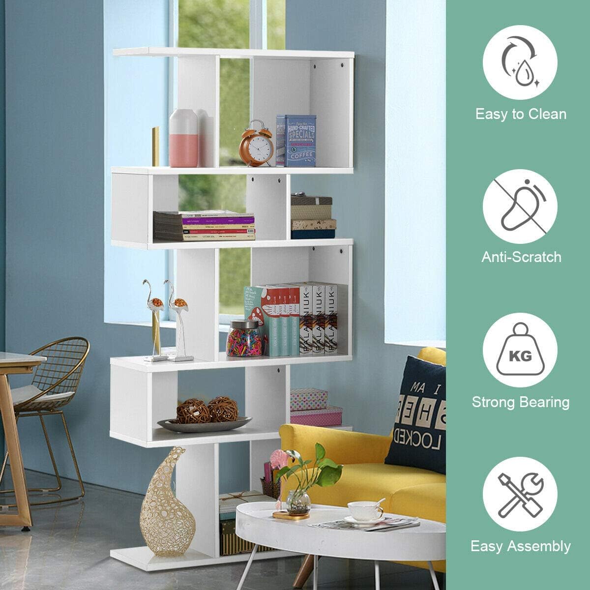 Buy Giantex 5Tier Geometric Bookshelf White, 70'' Tall Wood