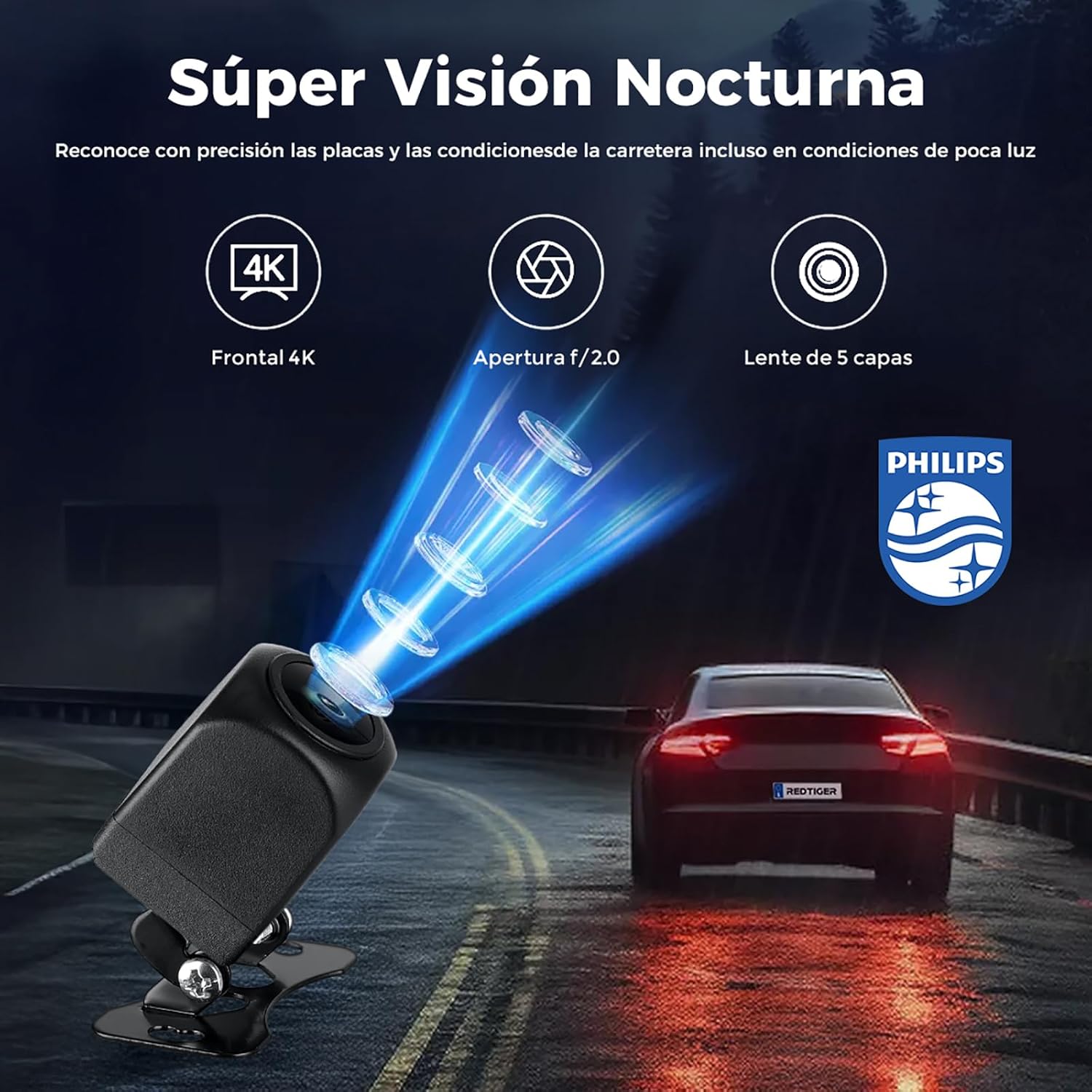 Dashcam with film strip illustrating loop recording