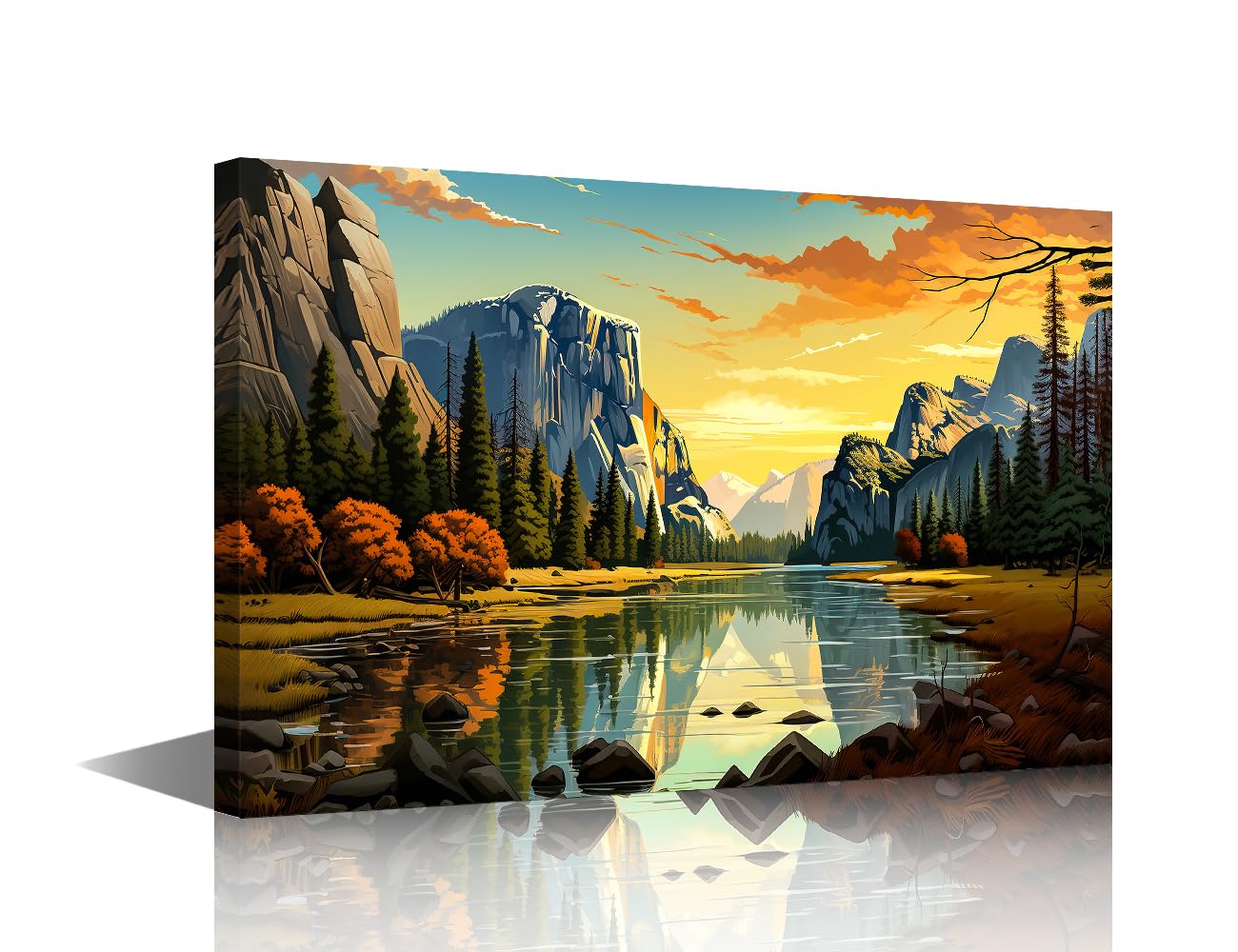 TISHIRON 1 Panel Yosemite National Park Pictures Wall Decor US Sunrise in Landscape Canvas Paintings Bedroom Decor Wall Art Modern Home Decor Posters & Prints Framed Ready to Hang (12" Wx18 H)