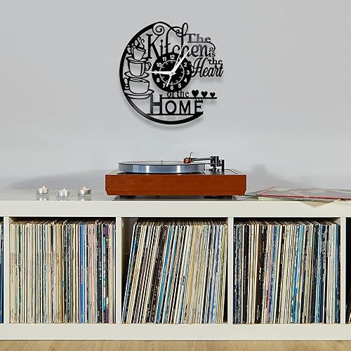 Miniatura 4 de 12'' Kitchen Vinyl Record Wall Clock, Kitchen Heart Home Theme Wall Clock Coffee Bar Wall Watch Clock Coffee Wall Decor Battery Operated Silent