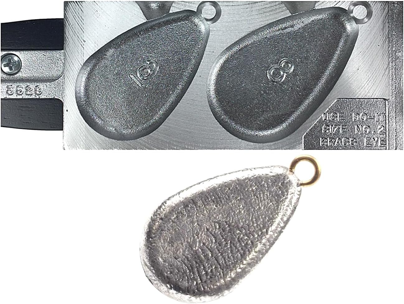 Do It Mold No Roll Sinker with Wire Eyes Size 6 and 8 oz. Do it Mold 3529 Cavities 2 Total