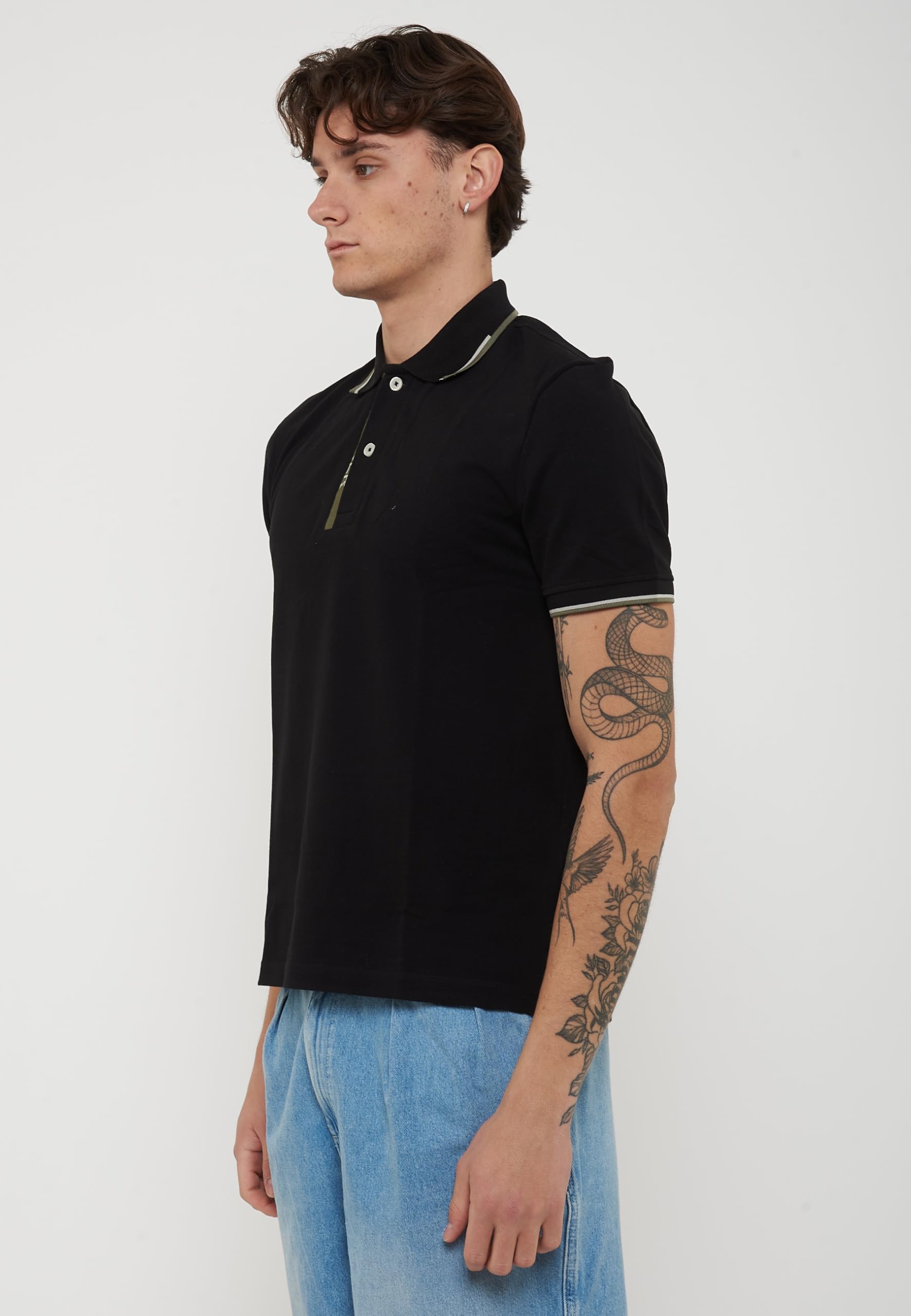 Blauer Polo Doppia Riga Logata Parkson
