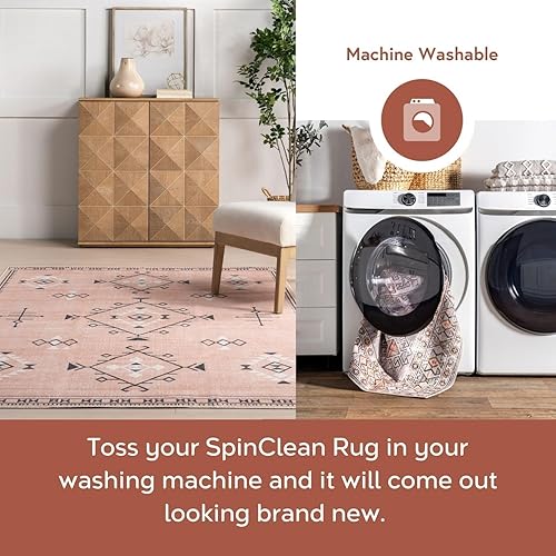 Miniatura 10 de nuLOOM Evalyn - Alfombra lavable a máquina, diseño del suroeste, 3 x 5 pies, color crema