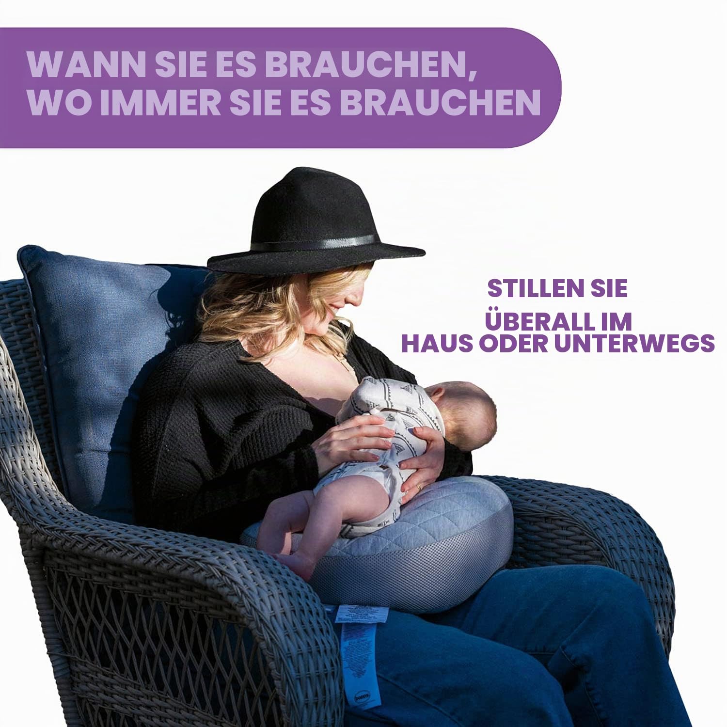 Chicco Boppy Anywhere Stillkissen für Babys, 0 Monate, Vorwärts, anatomische Form, Kissen und Baby-Nest für Mutter- oder Flaschenstille, Grau
