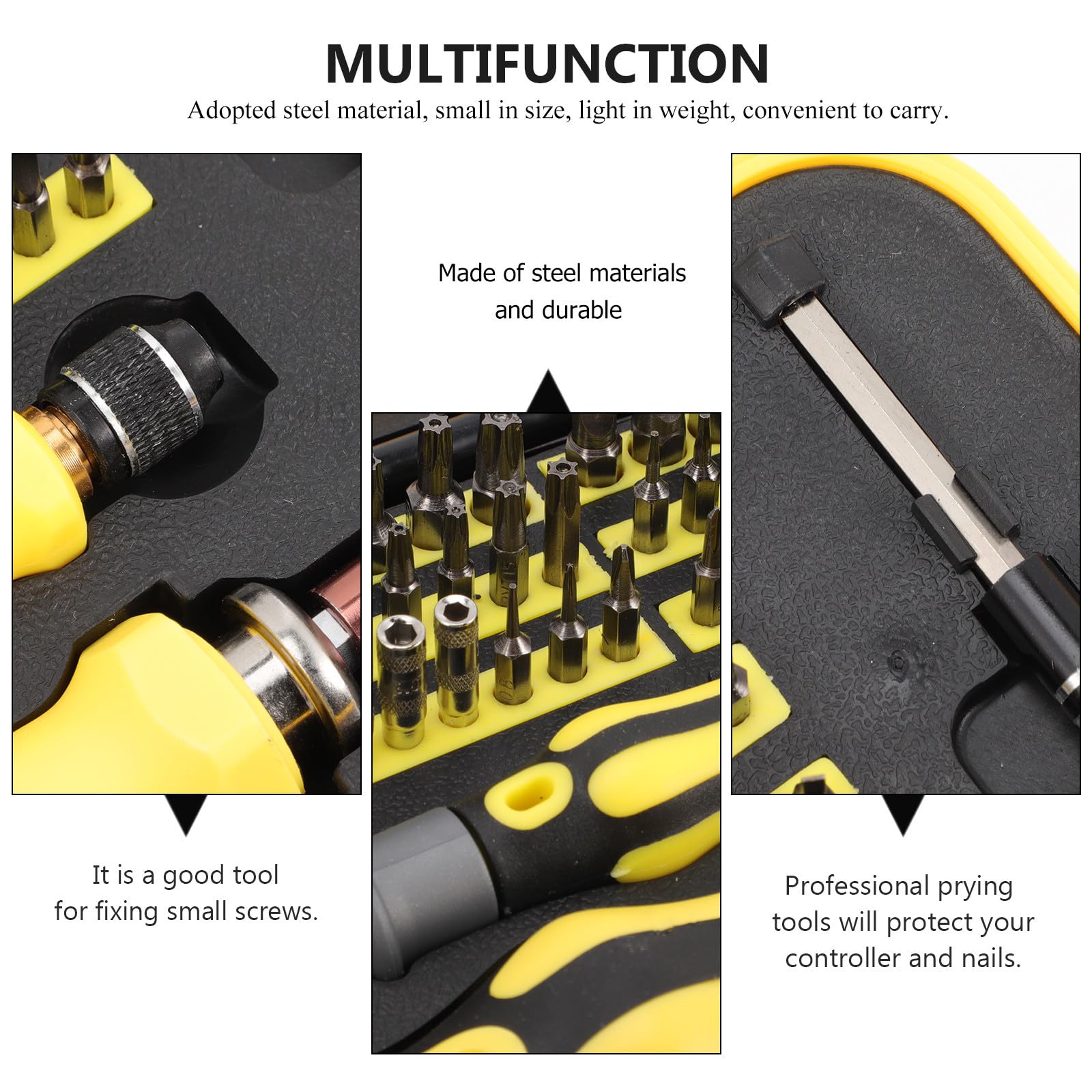 Multifunktions Schraubendreher Satz für Zuhause mit Magnetischen Bits Einfachem Design und Leicht Tragbarem Gelbem Koffer für Telefon und Laptop Reparaturen