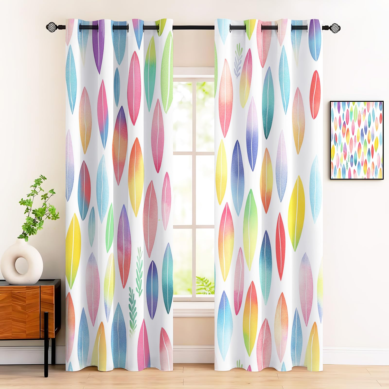 Rideaux occultants géométriques multicolores draperies salon lot de 2
