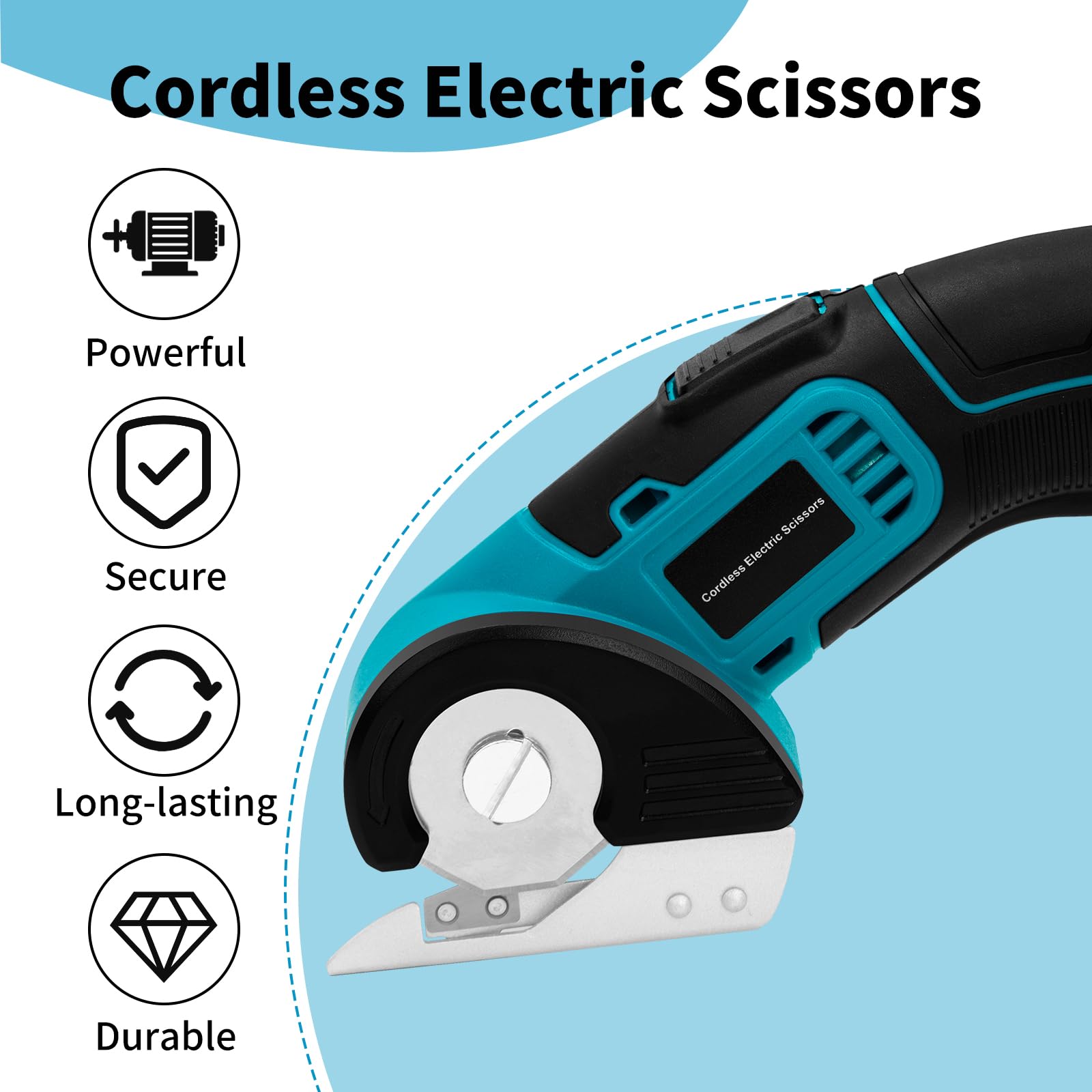 Ciseaux électriques Sans Fil 4V, Cutter Rotatif Avec 2 Lames & Verrouillage De Sécurité, Ciseaux De Couture Rechargeables USB-C Pour Carton, Tissu, Tapis, Cuir Et Feutre