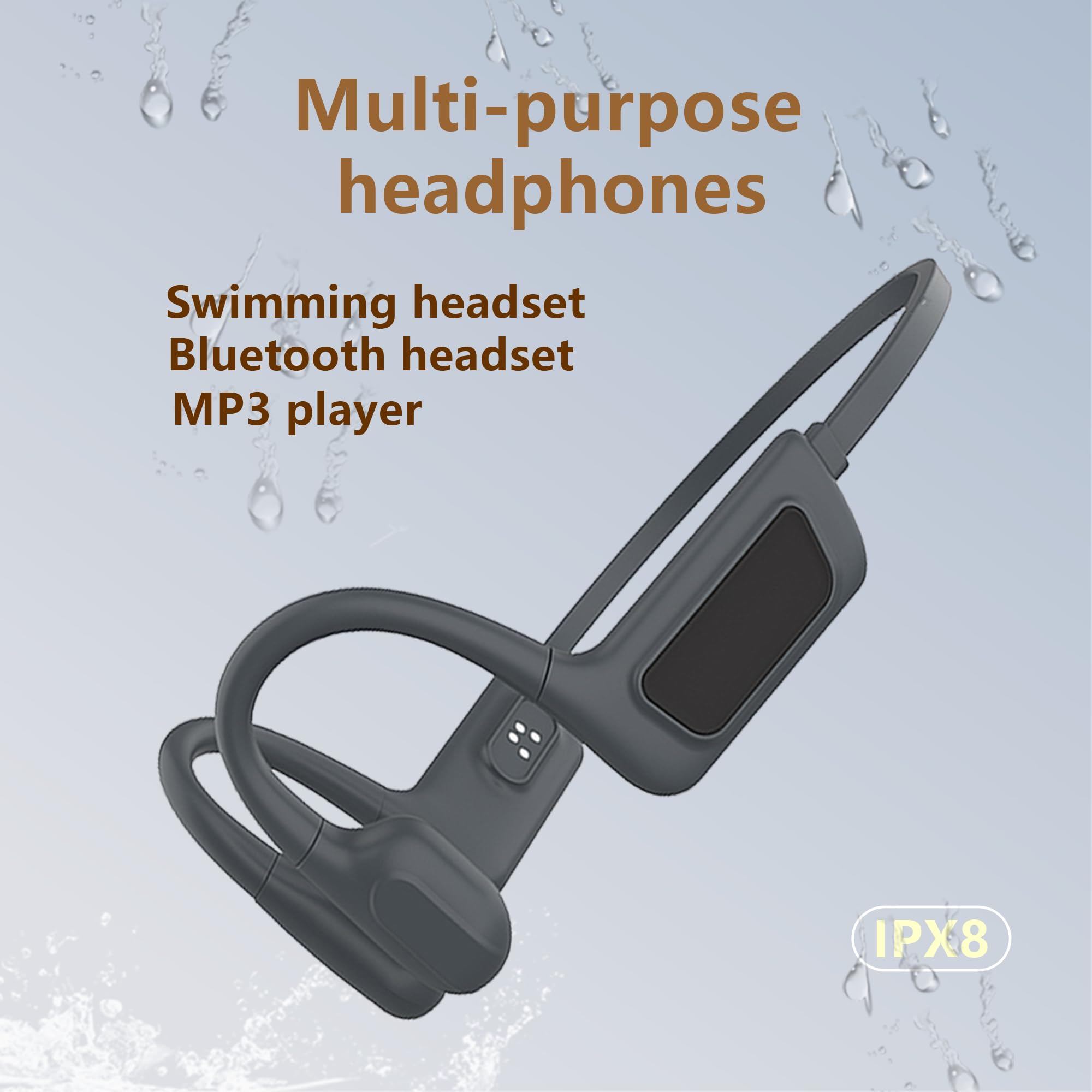 HiBOMASOON Swimming Headphone Underwater Waterproof Bluetooth ipx8 32G MP3 Player,Out Ear, for Running Diving Cycling Hiking Gym Spa Other Sports S800(Black)