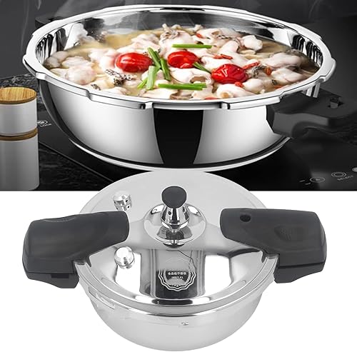 Miniatura 5 de Olla a presión de acero inoxidable, mini olla a presión de 1.8 litros, olla de cabeza de pescado de ostra para estufa de gas y cocina de inducción,