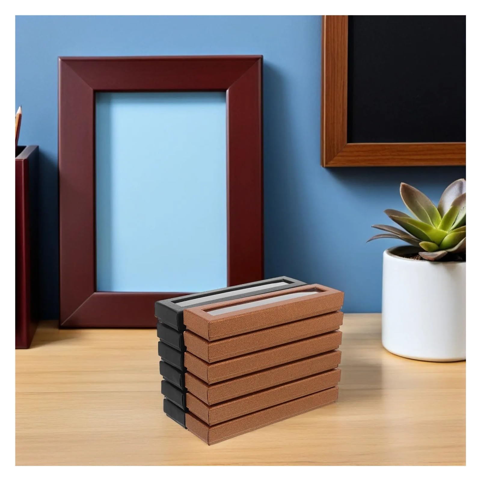 Caja de 12 bolígrafos de papel con ventana transparente