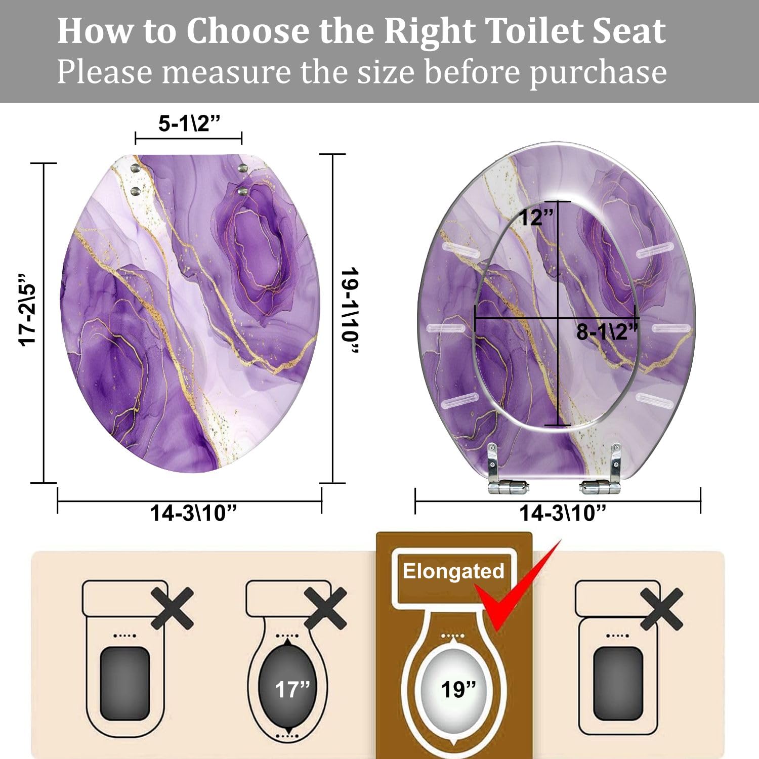 Sedile WC generico allungato in resina con chiusura ammortizzata e sgancio