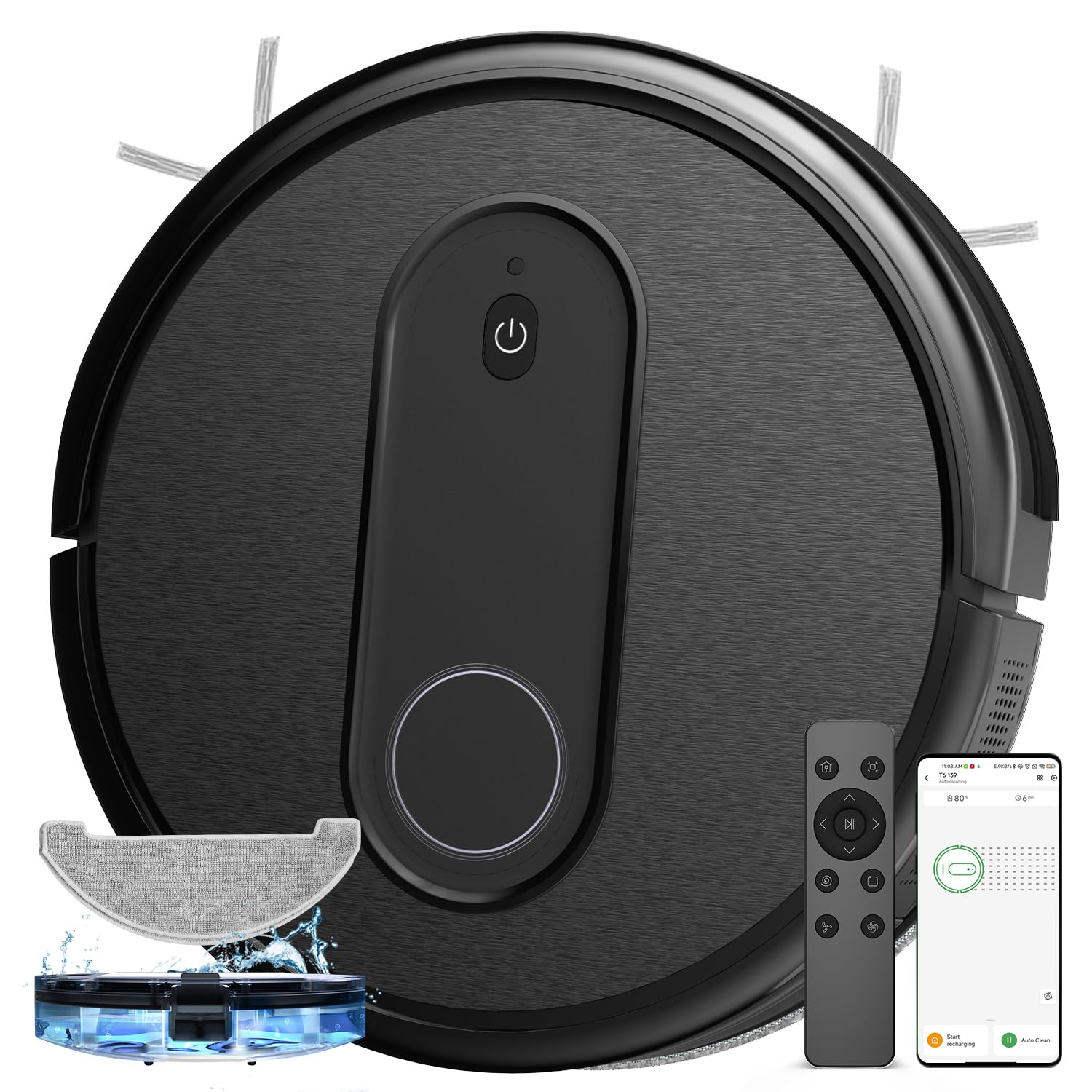 Nimble T7, Robot Aspirapolvere Lavapavimenti,Aspirapolvere Robot 3-In-1 Serbatoio Acqua, Autonomia 120 min, Ideale per Pulizia Domestica, Tappeti,Pavimento, Nero