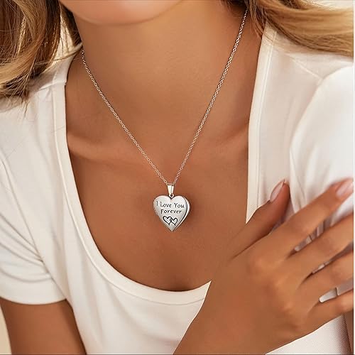 Miniatura 3 de PHOCKSIN Locket Necklace for Women BlackGoldSilver Locket Necklace Gifts for Girls OvalRoundHeart Photo Necklace Custom Picture Presents for