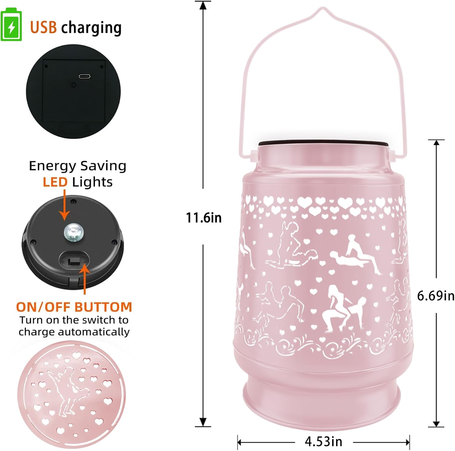 Valentine's Day Gifts for Him Her Anniversary Couple Gift Rechargeable Lantern Lamp Night Light Gag Gifts for Women Men Girlfriend Boyfriend Husband Wife for Birthday Wedding Funny Present(Pink)