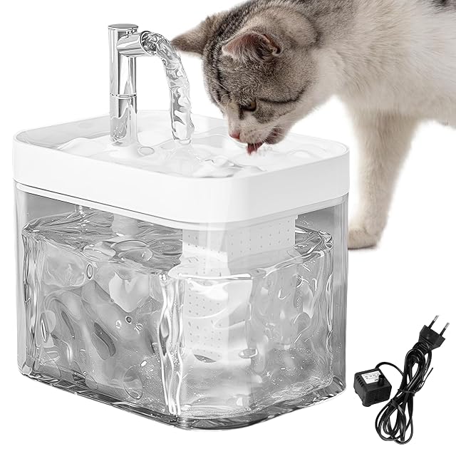 Fuente para gatos para gatos: 1,5 L ultraligera para gatos, fuente de agua con filtros