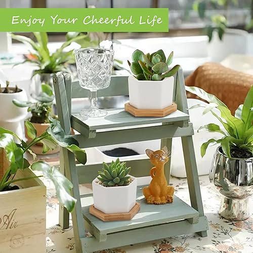 Miniatura 7 de OAMCEG Macetas para suculentas, macetas de 4 pulgadas para plantas, paquete de 4 macetas pequeñas de cerámica, maceta blanca para suculentas