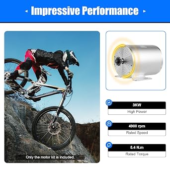 Electric Brushless DC Motor, 48V/60V/72V Brushless Motor w/Controller and Grip, 4900RPM 3 Speed Motor Electric Scooter Bicycle Motorcycle Mid Drive Motor for Electric Motorcycle ATV Go Kart Scooter