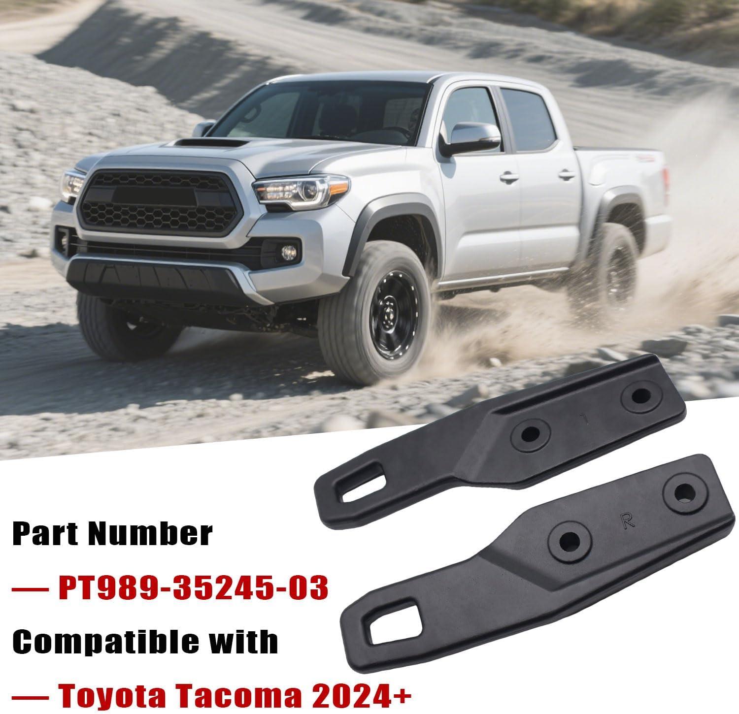 PT989-35245-03 Recovery Rear Tow Hook Set Compatible with Toyota Tacoma 2024 2025 2026, Black Left and Right