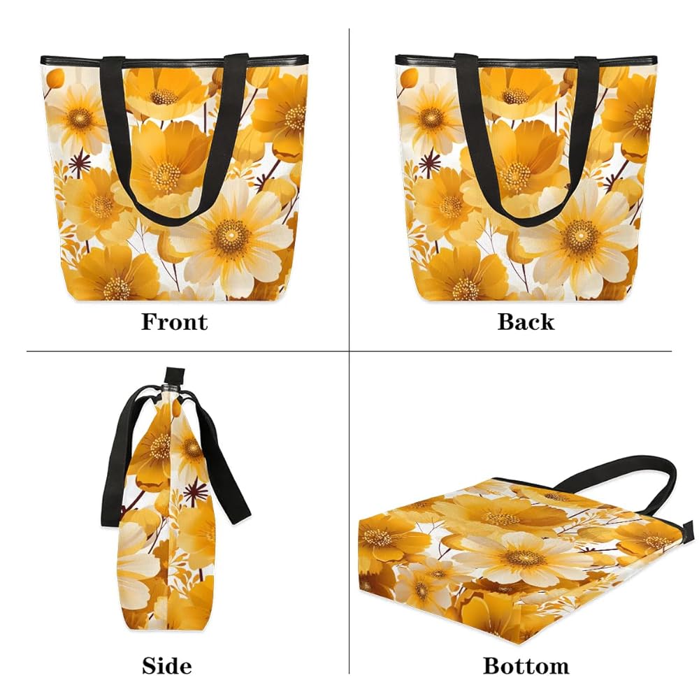 Amazon.com: Yellow Flowers Canvas Tote Bag for Women Large