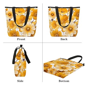 ◎COSYOI◎ FLOWER PADDED BAG ( YELLOW GREEN ) Amazon.com: Yellow Flowers Canvas Tote Bag for Women Large