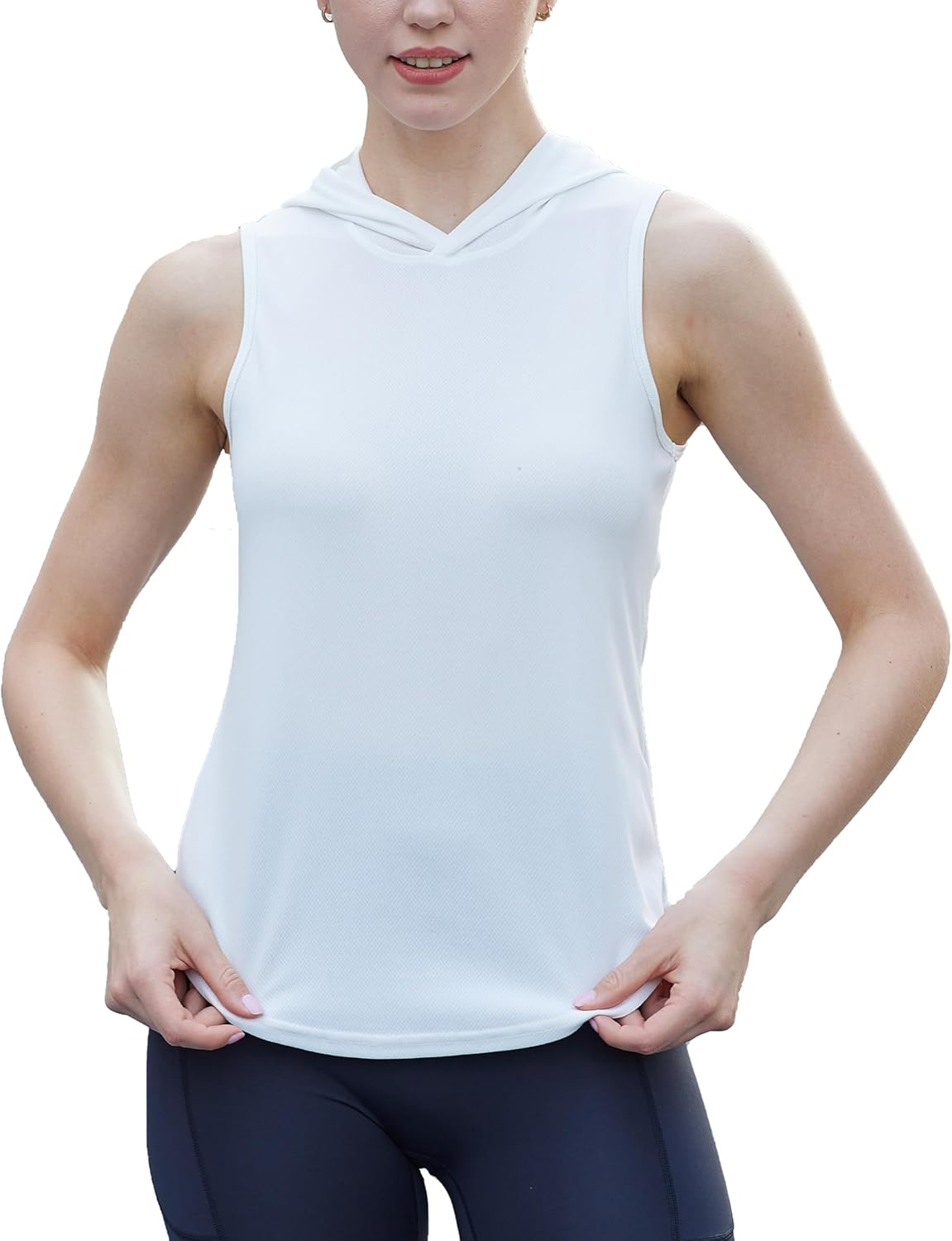 Womens Workout Hooded Tank Yoga Tops Running Shirts Quick Dry Gym Sleeveless Hoodie - Image 4