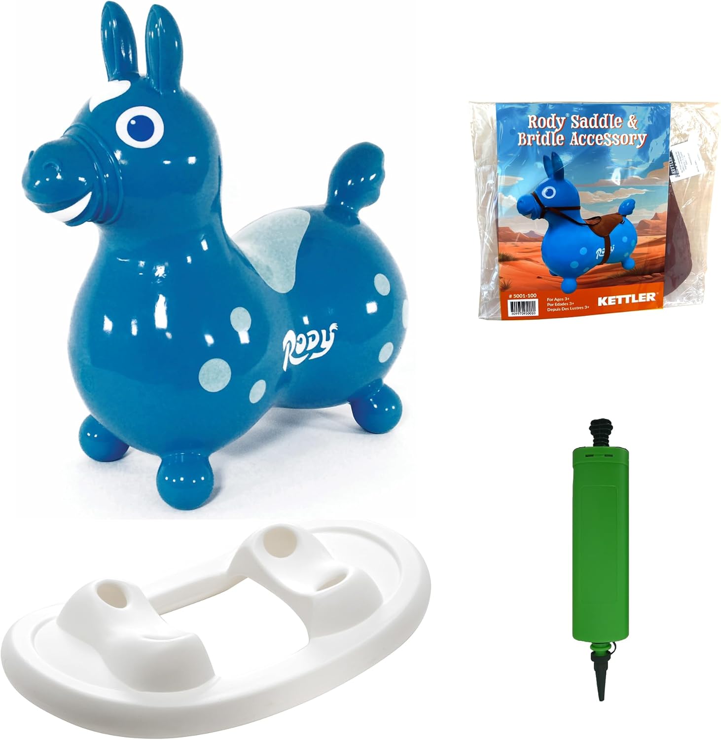 Gymnic Rody with Rocking Base and Saddle (Teal Rody & Rocking Base with Saddle)