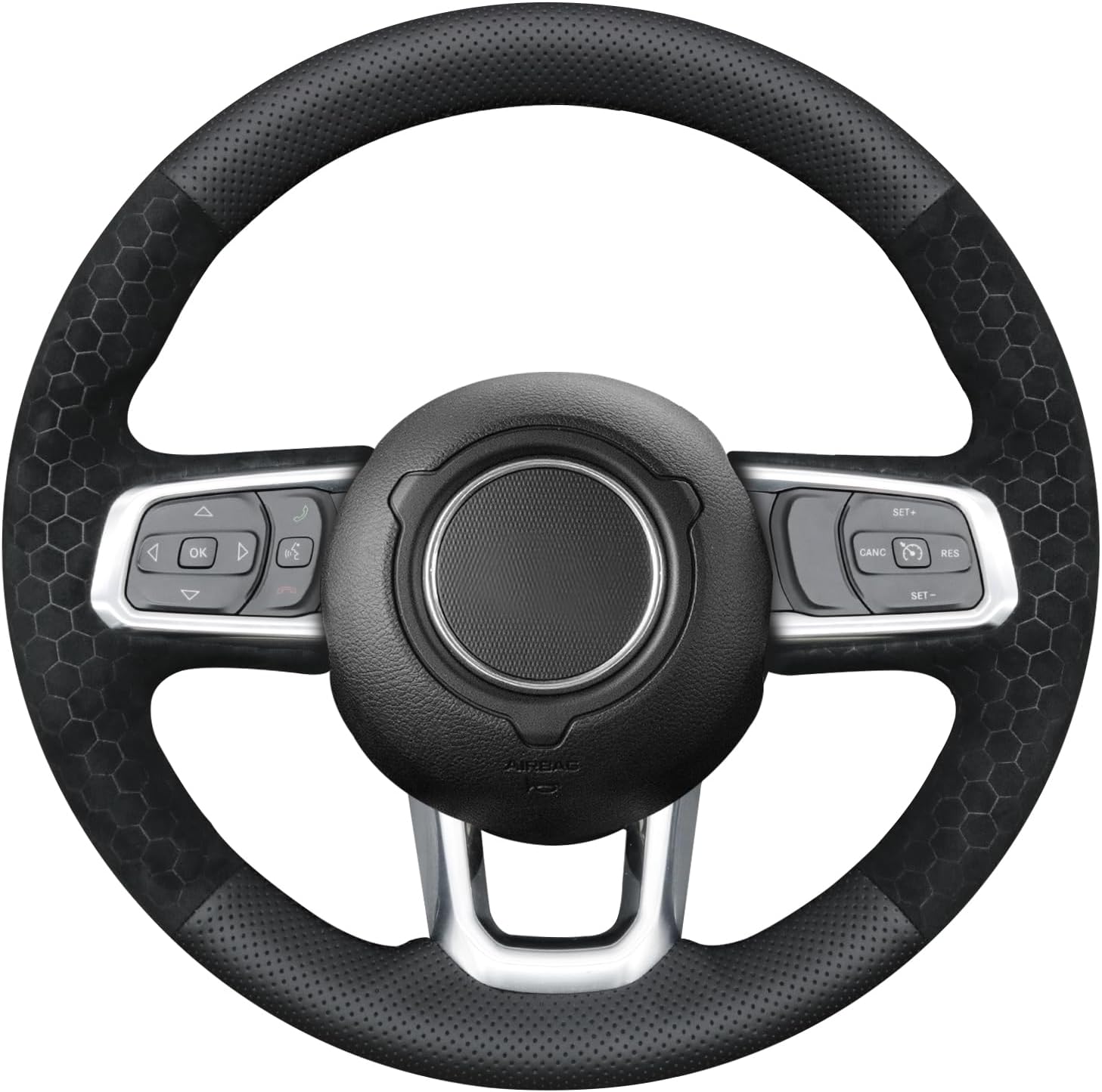 MEWANT Hand Sewn Steering Wheel Cover Wrap for Jeep Gladiator (JT) 2020-2024 / Wrangler (JL) 2019-2024 / Wrangler Unlimited 2018-2023