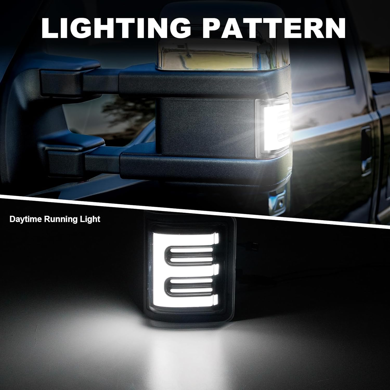 Switchback Side Mirror Turn Signal Lights Compatible with Super Duty F250/F350/F450/F550 2008-2016,Dynamic Swithback Turn Signal Light & DRL Clear Lens