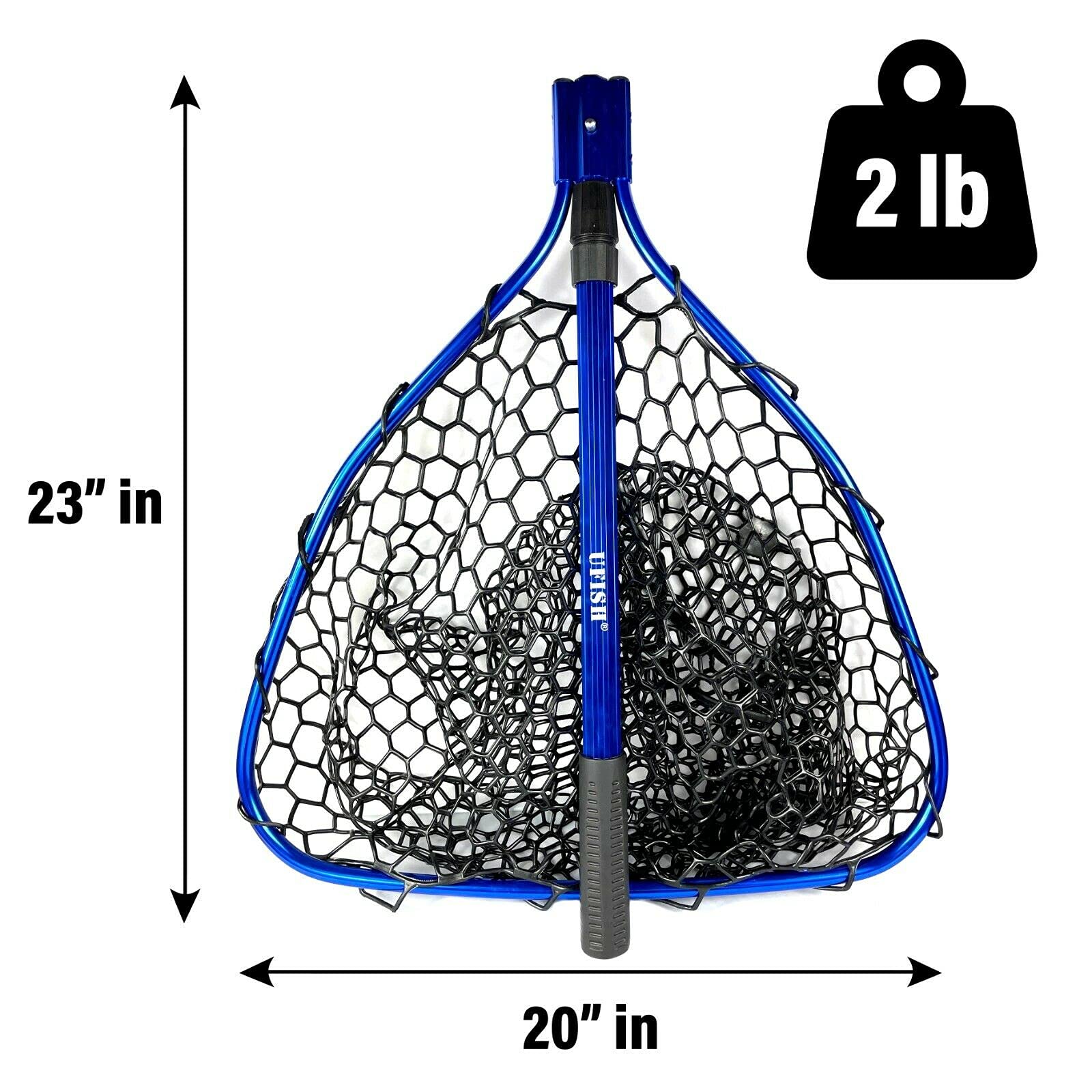 UFISH Large Fishing Net for Freshwater and Saltwater, Fish Landing Net with Non-Slip Handle for Safe Fishing (Green)