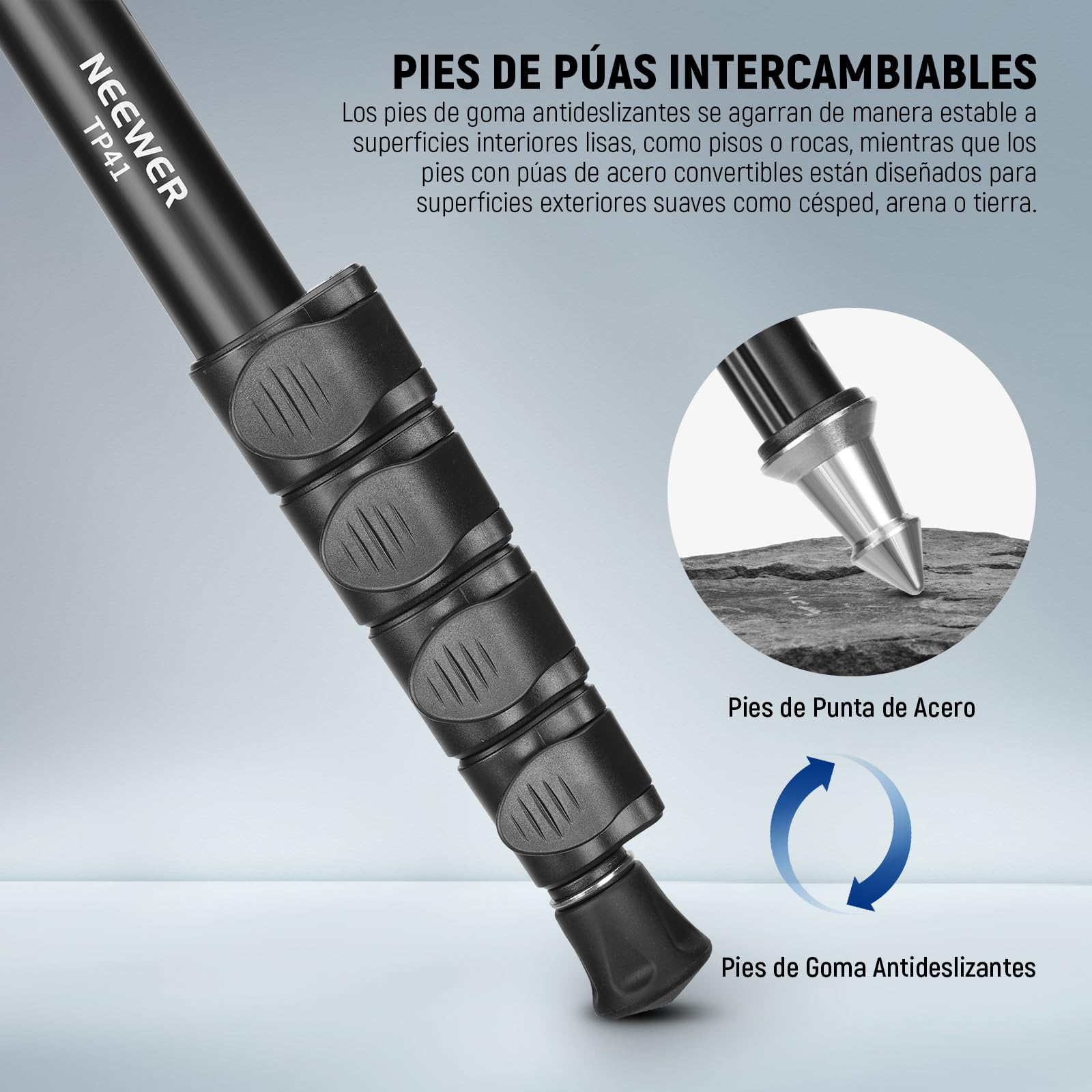 NEEWER TP41 - Soporte monopié para Poste de cámara, portátil de Aluminio de 61 Pulgadas, monopié de Video de Viaje, Adaptador de Tornillo de 1/4 Pulgadas 3/8 Pulgadas para cámaras réflex Digitales