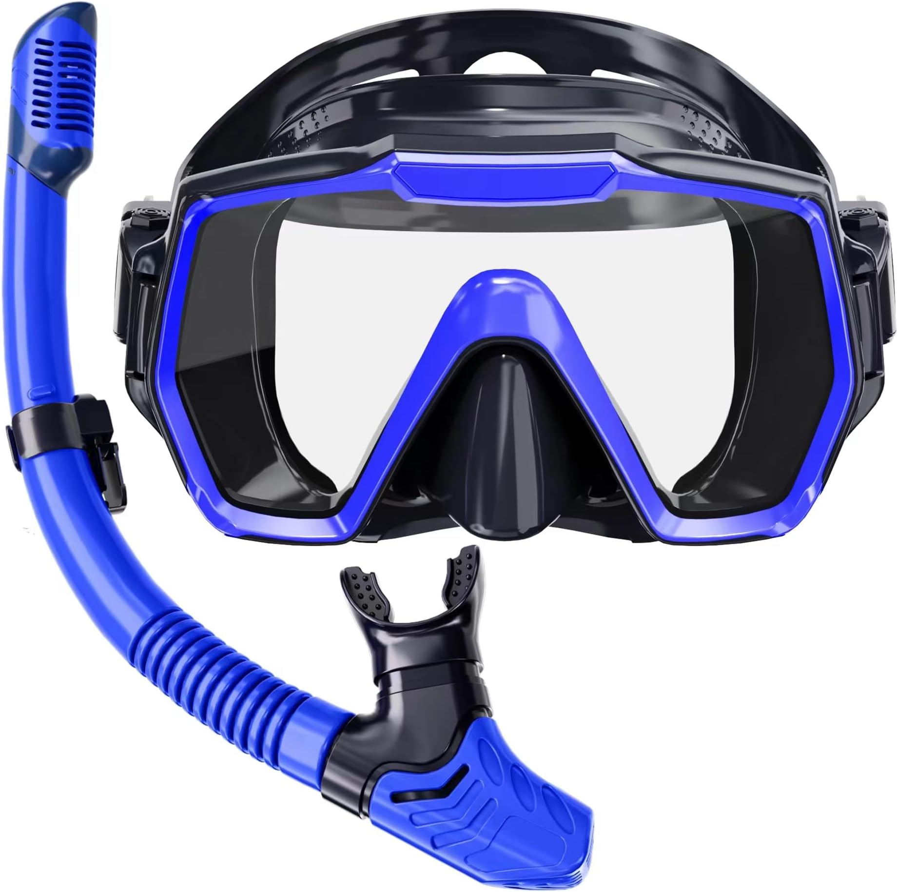 HonlanorSnorkel Set Adults Snorkeling Gear Anti-Leak and Anti-Fog Tempered Glass Lens Panoramic View Swim Mask Dry Top Snorkel Kit for Snorkeling Scuba Diving Swimming Travel with Carry Bag