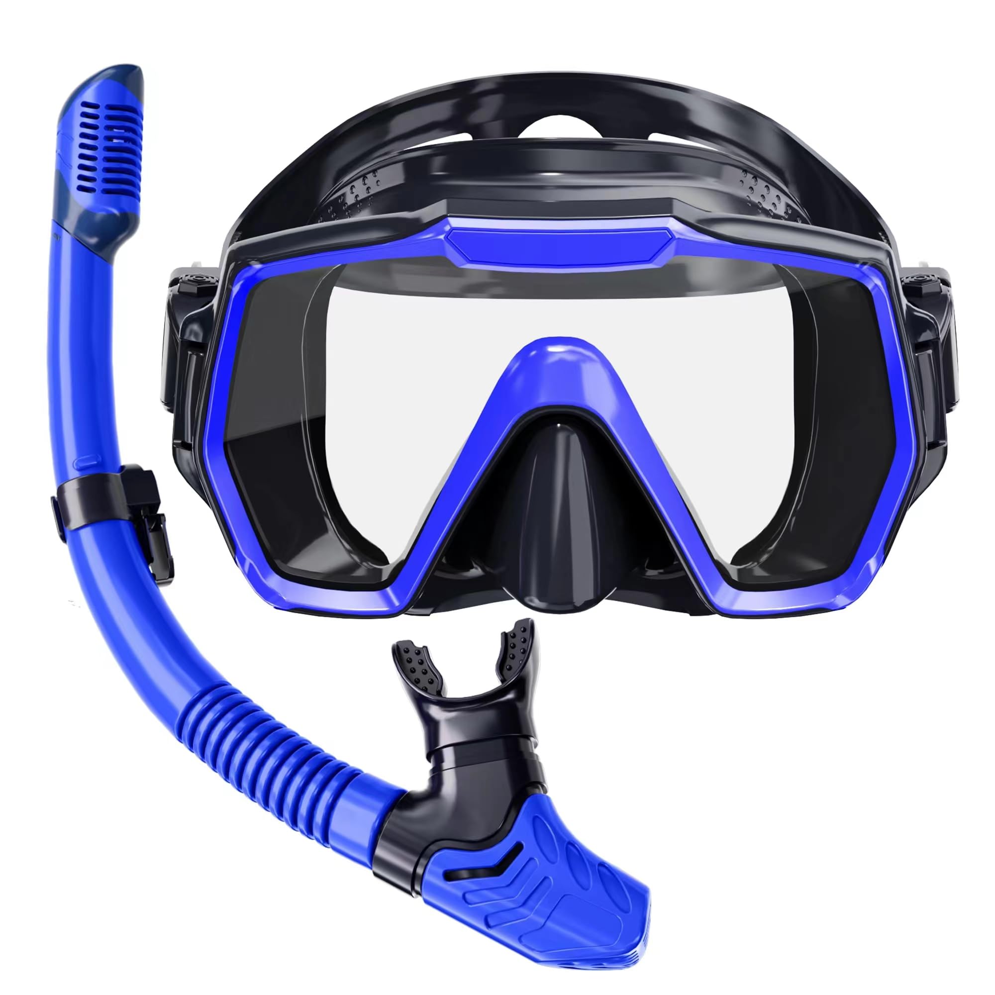 HonlanorSnorkel Set Adults Snorkeling Gear Anti-Leak and Anti-Fog Tempered Glass Lens Panoramic View Swim Mask Dry Top Snorkel Kit for Snorkeling Scuba Diving Swimming Travel with Carry Bag