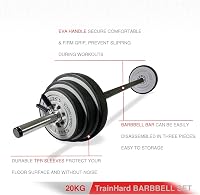 TrainHard 20 kg súlyzó szett rugós zárakkal, 140 cm hosszú barbell rúd edzéshez 6