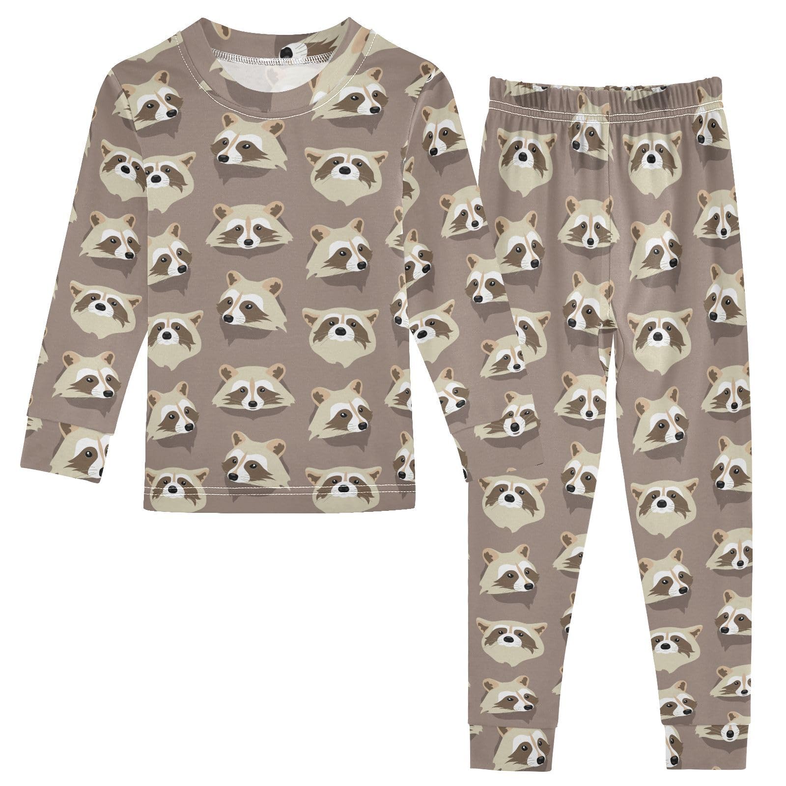 JHKKU Raccoons Pajamas Set Cotton 2 Piece Soft Comfy Pjs Long Sleeve Lounge Sleepwear 3T