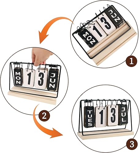 Miniatura 4 de Calendario de escritorio de madera 2025, calendarios de escritorio de madera portátiles con tarjetas de fecha para la oficina en casa y la escuela