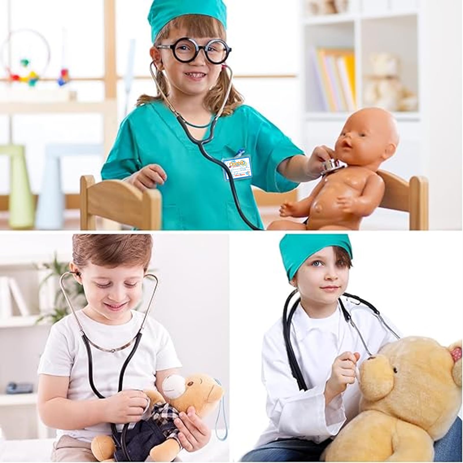 Sundaymot Maletín Médico De Juguete De Madera - Incluye Estetoscopio Real, Bata Y Sombrero - Juego De Rol Para Niños +3 Años - Educativo Y Seguro