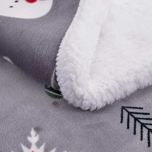 Miniatura 4 de SOCHOW Manta de forro polar Sherpa de Navidad, mullida, cálida, súper suave, reversible, para cama, sofá y sofá, patrón de muñeco de nieve y copo de