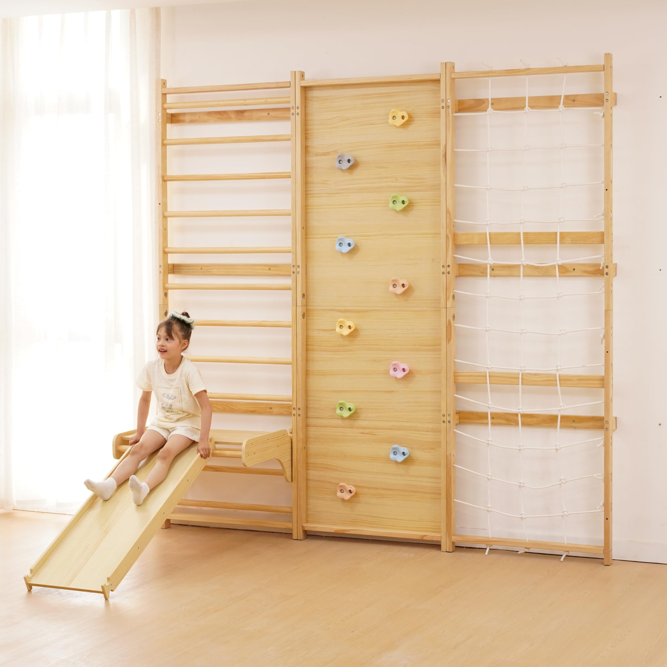 Amazon.com: Avenlur Walnut Modular 9-in-1 Swedish Ladder Wall Gym