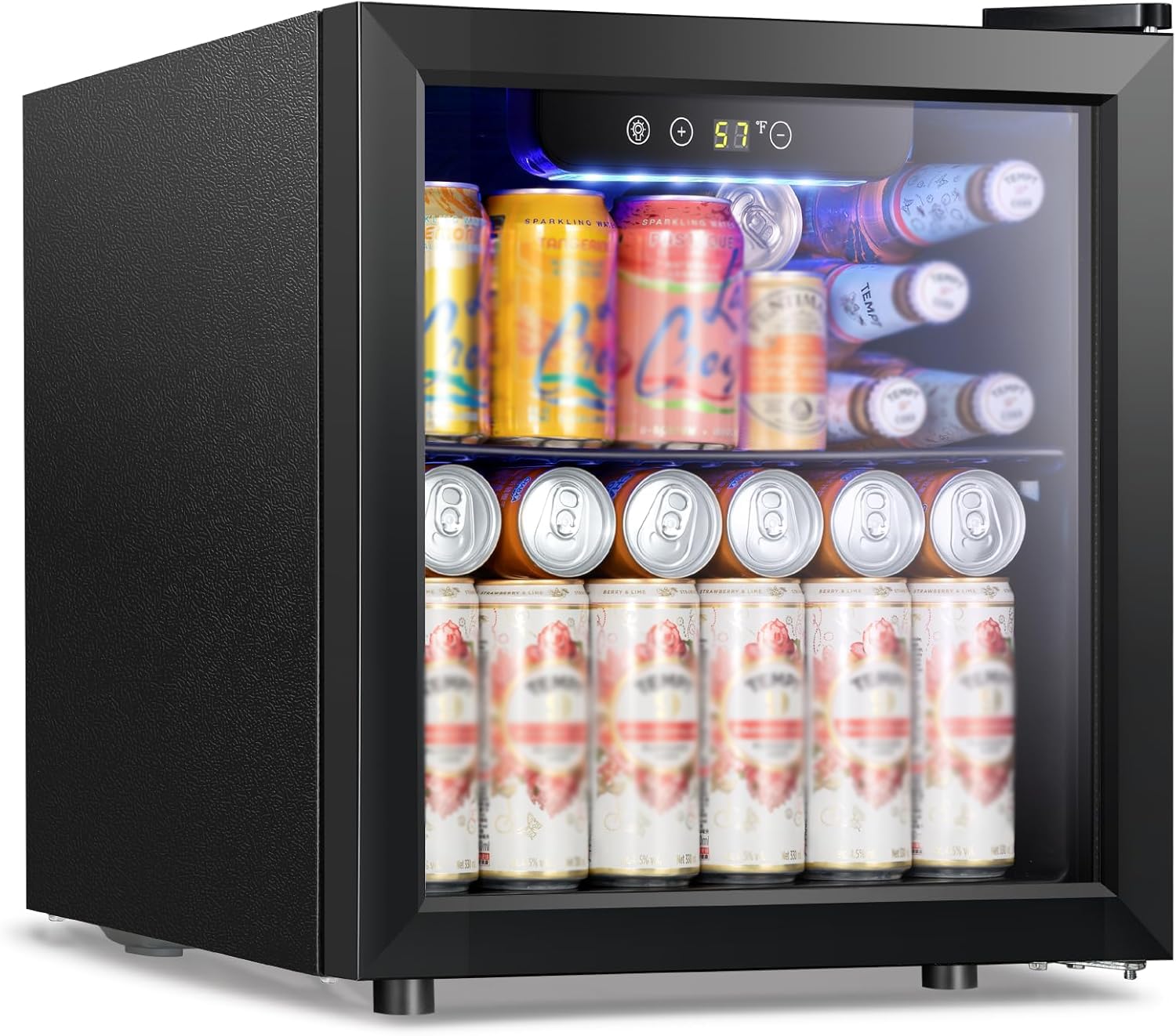Kismile 1.3 Cu.Ft Beverage Refrigerator And Cooler,12 Bottle 48 Can Mini Fridge Glass Door, Digital Temperature Display For Soda, Beer Or Wine, Small Drink Dispenser Cooler For Home, Office, Bar on Fridge.com - View 1