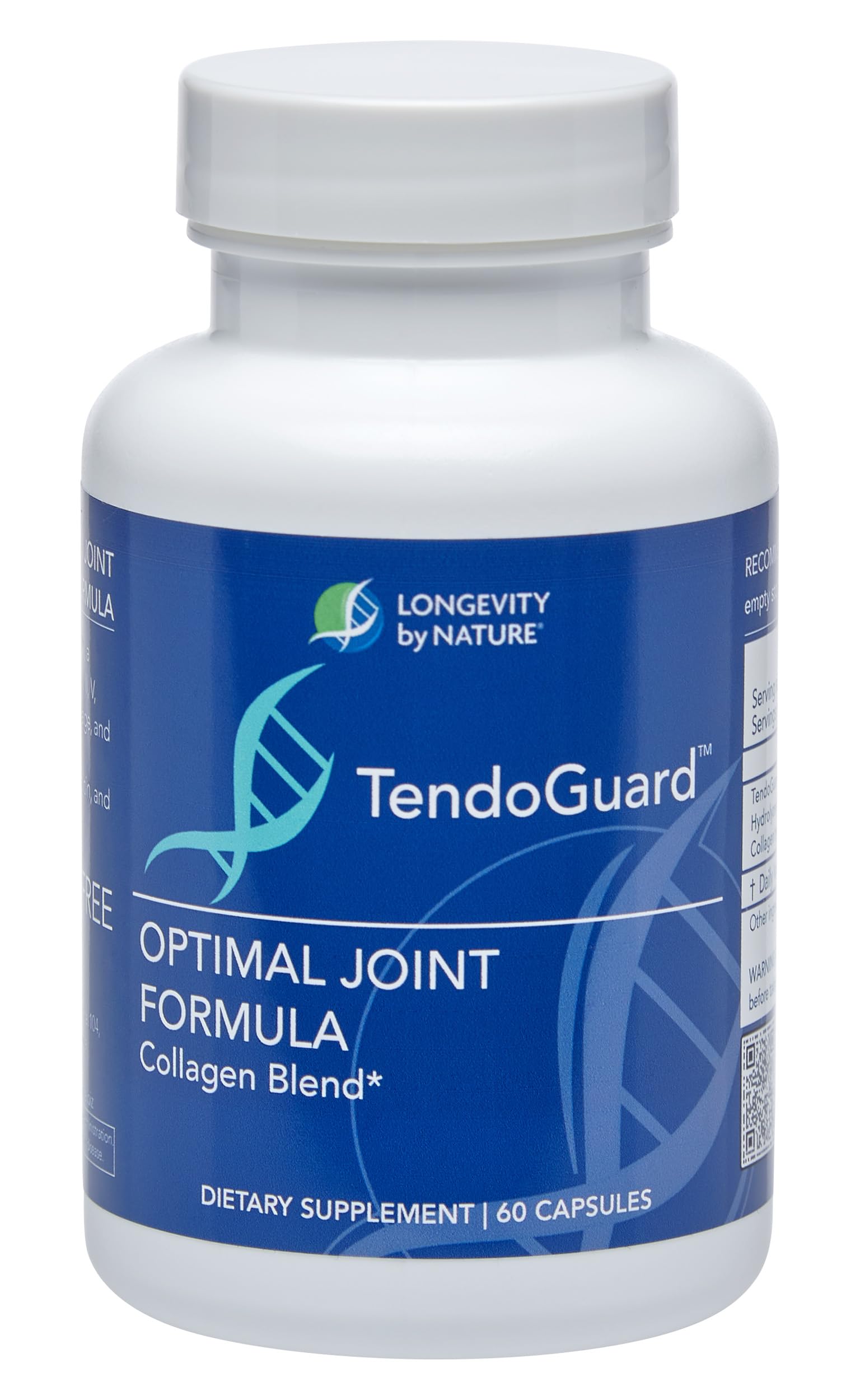 Longevity by Nature TendoGuard Joint Support Supplement with Collagen Peptides, Hyaluronic Acid Supplements, Tendon and Ligament, 60 Capsules