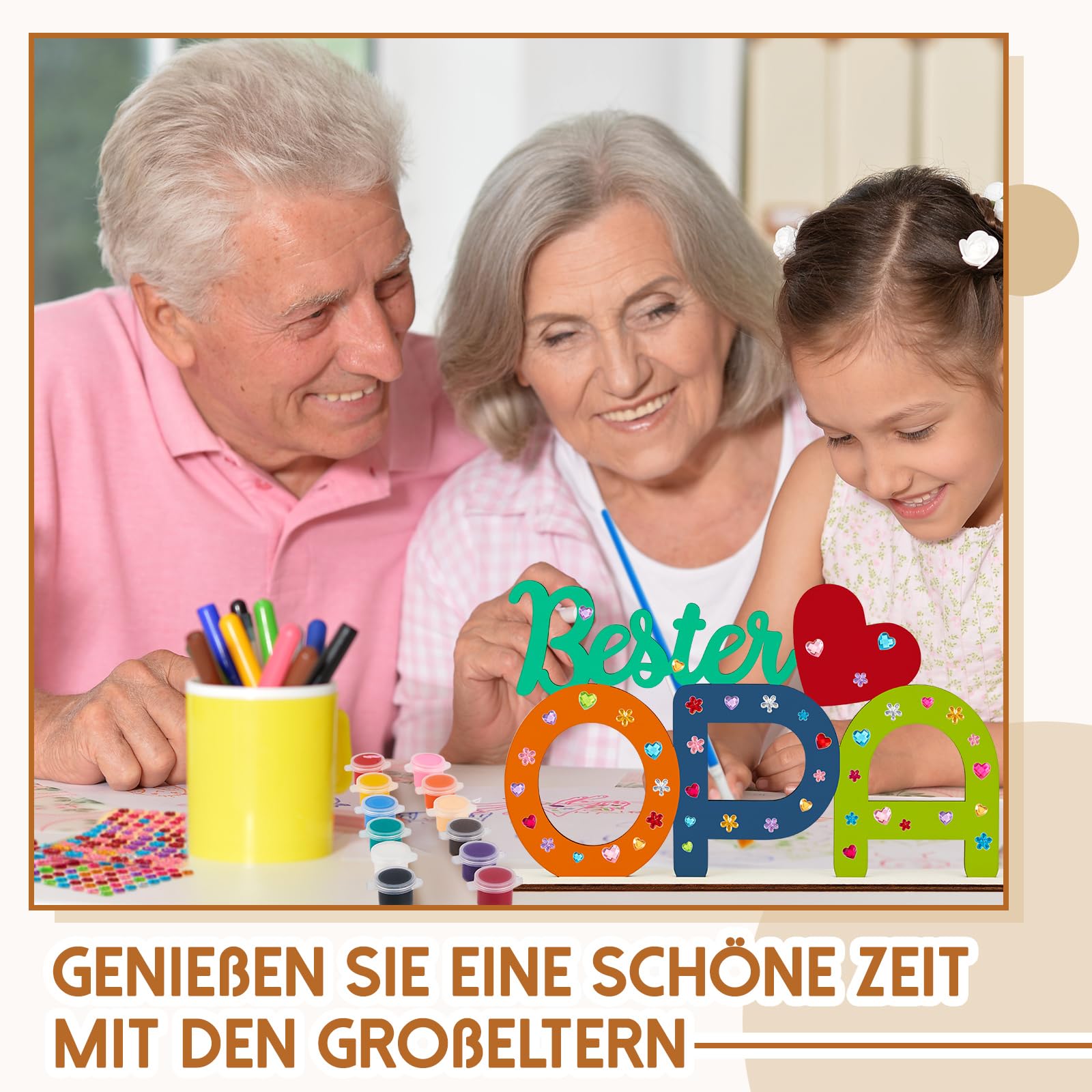 Bastelset "Oma & Opa" Holzbuchstaben, 30 Cm | Mit Farben, Pinsel & Aufhängung | DIY Geschenk Für Großeltern