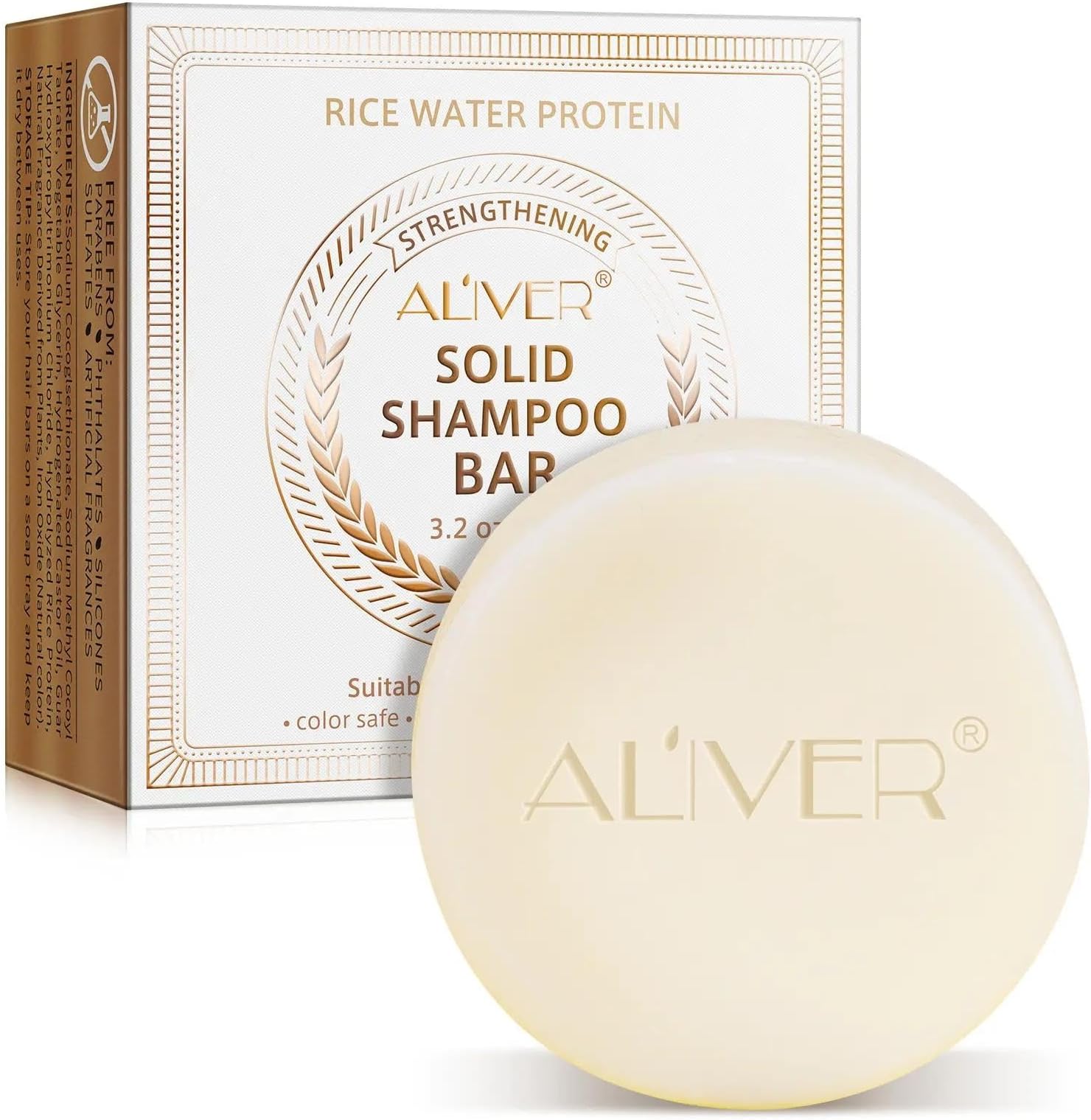 Rice Water Protein Shampoo Bar 91G, Rice Water Solid Shampoo Soap Bar for Hair Growth, Rices Waters protein Shampoo Bar for Strengthening Weak or Damaged Hair Thinning Hair Loss Soap